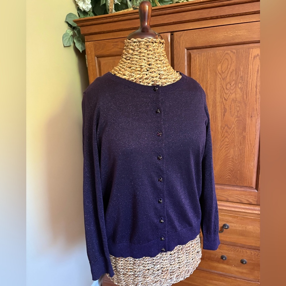 Talbots purple metallic cardigan